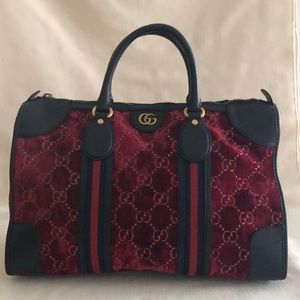 GUCCI Medium GG Red Velvet Men’s Weekender Duffel Bag